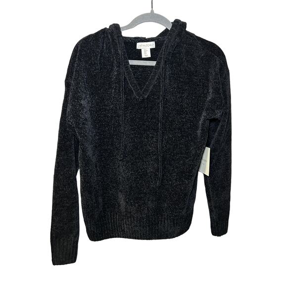 Cynthia Rowley NWT‎ Knit Pullover Hoodie Size Small Black Drawstring - Picture 1 of 9